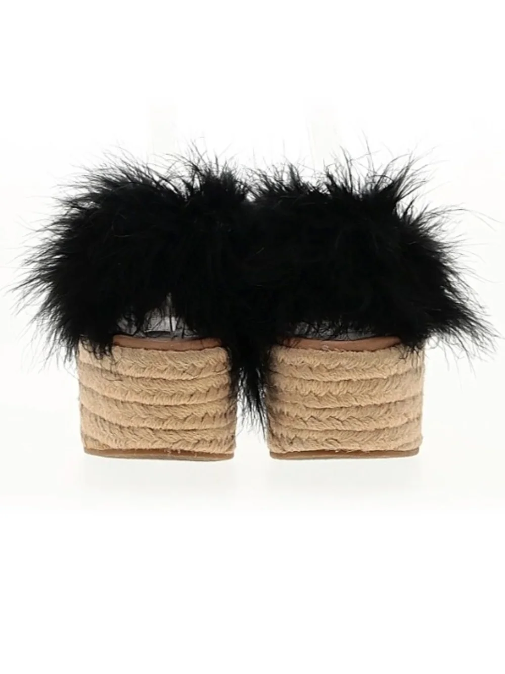 Topshop Black Feather Espadrille Platform Slide